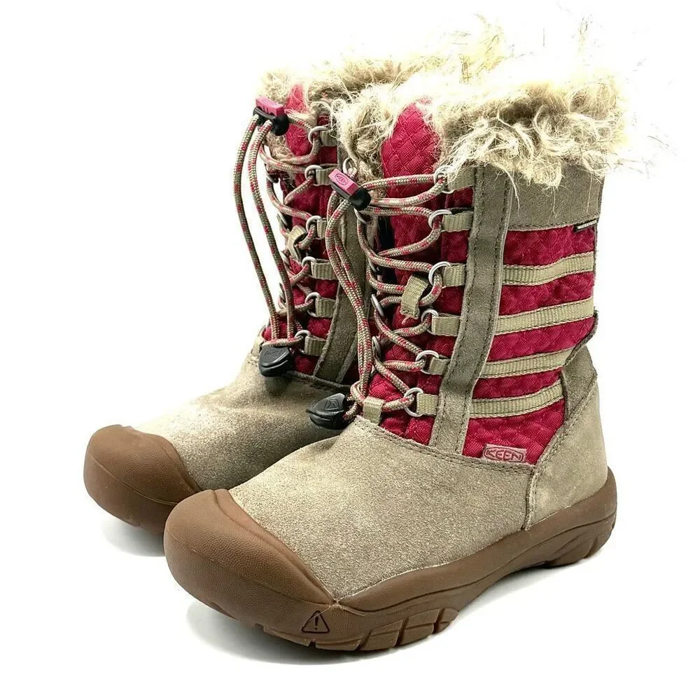 KEEN Wapato WP Winter Boots in a Brindle and Cerise Colorway - US Kids Size 13 /